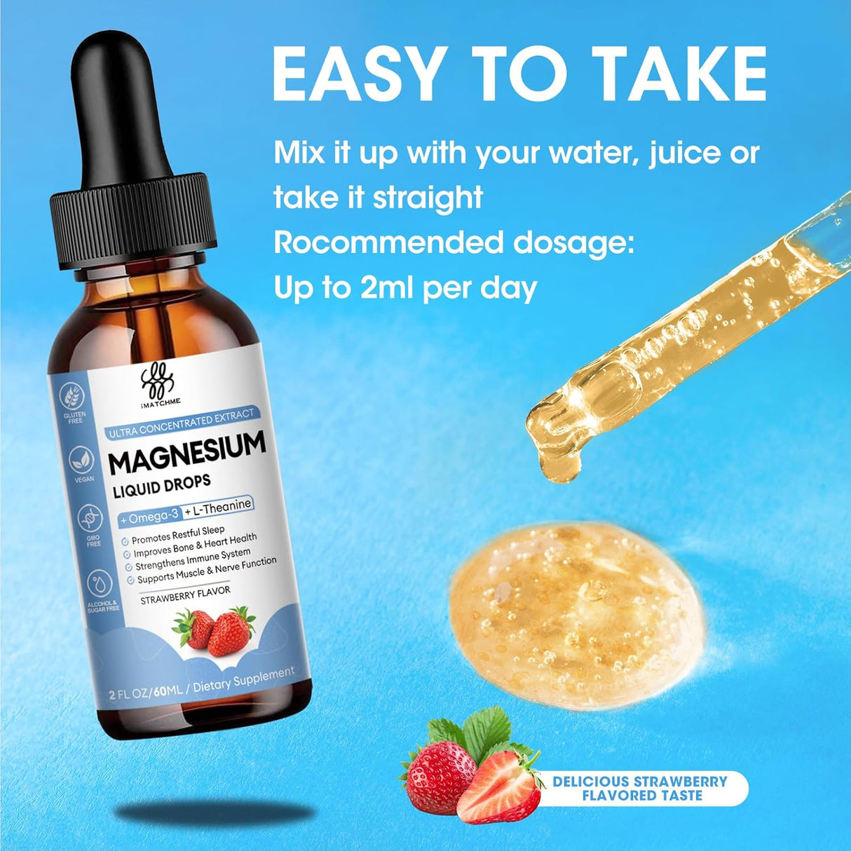 Magnesium Glycinate Líquido Calm con Omega3 y B6, 60 ml