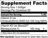 Suplemento de Vitamina K2 MK7 con D3 | Live Conscious 60 Softgels