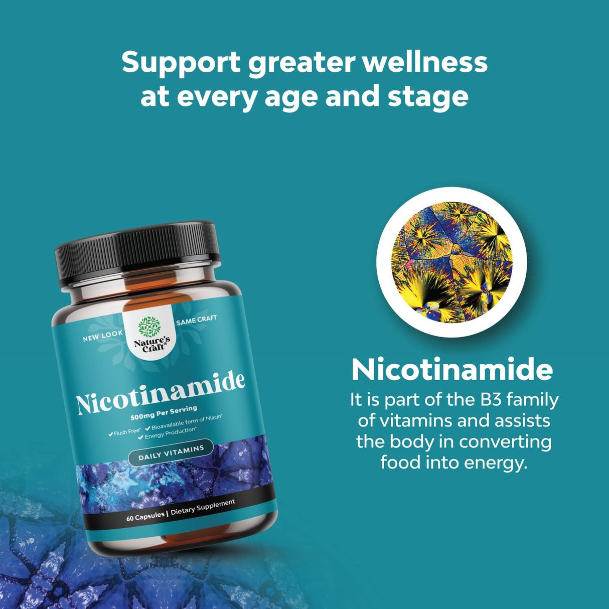 Suplemento Vitamina B3 Nicotinamida 500 mg   60 unidades