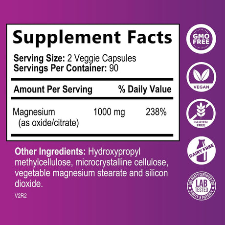 Suplementos Alimenticios Cápsulas de citrato de magnesio