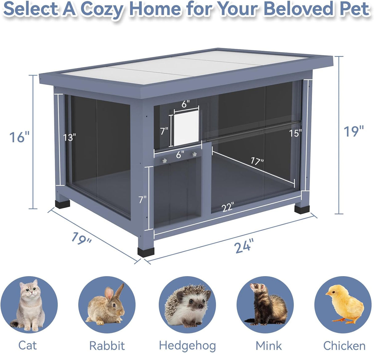 Casa de gato duradera con puerta de escape resistente Petsfit