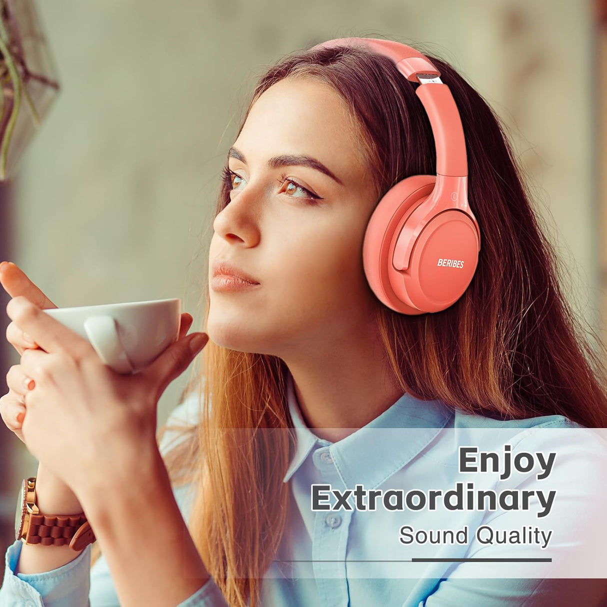Auriculares Bluetooth Over Ear, BERIBES, 65H Autonomía, 6 EQ