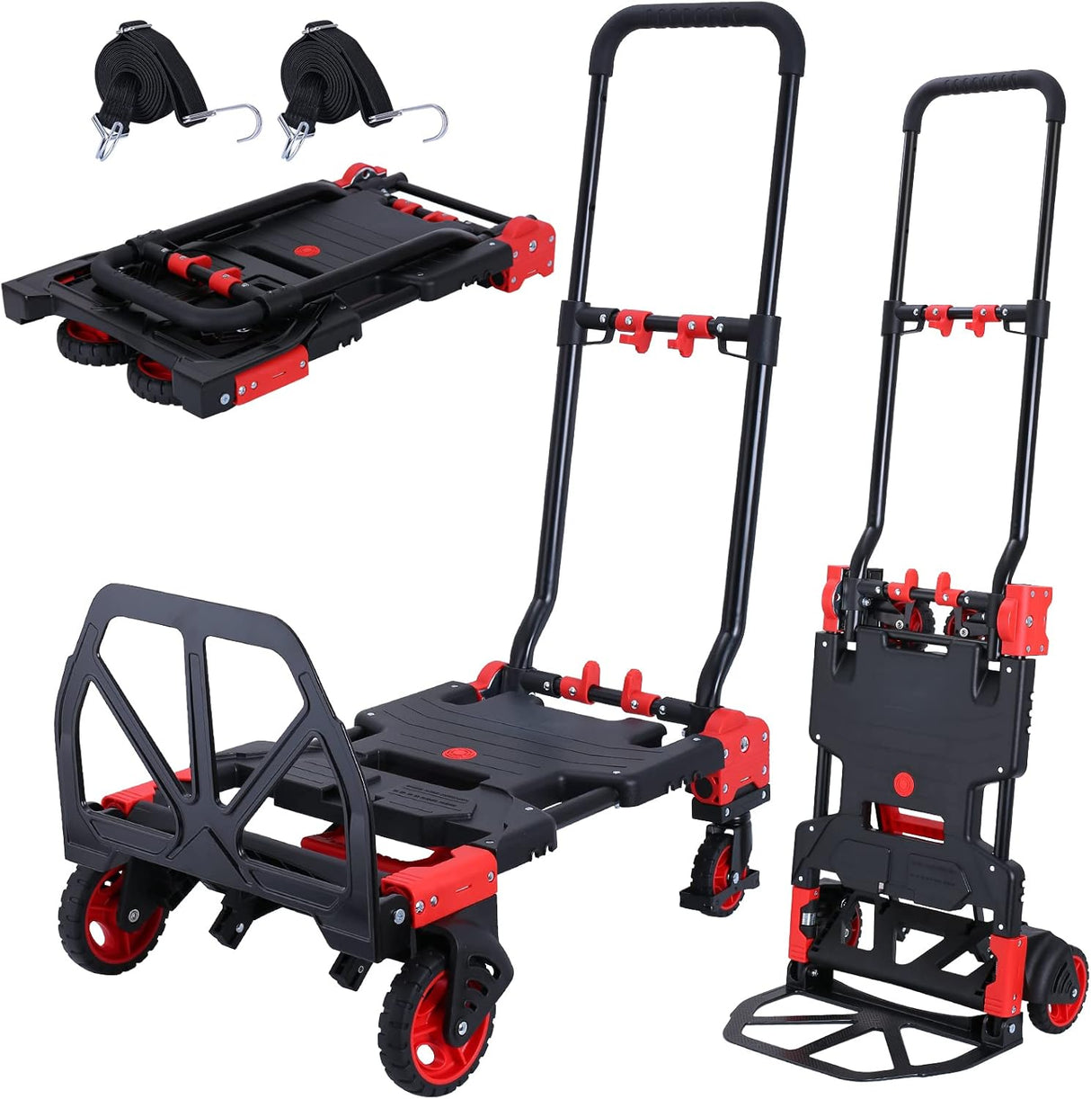 Carretilla Plegable 330LB, con Ruedas, Mango Retráctil, Modelo X