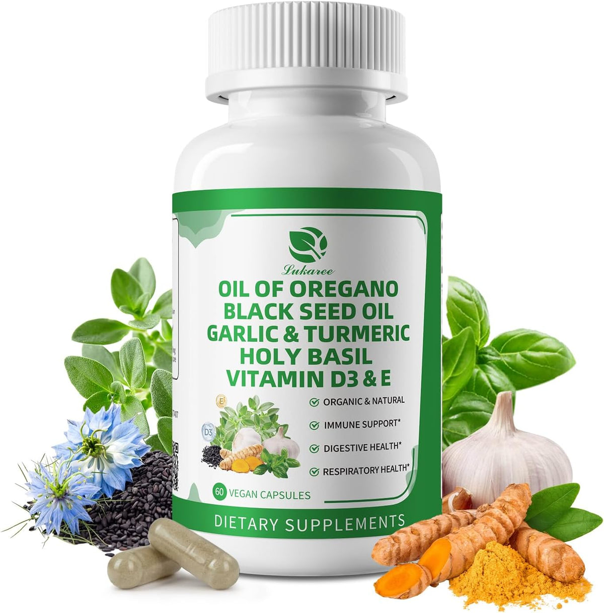 Aceite de Orégano Orgánico con Semilla Negra, 2 Meses