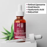 Sérum Nocturno Retinol Coreano 1% con Mucina, Ácido Hialurónico
