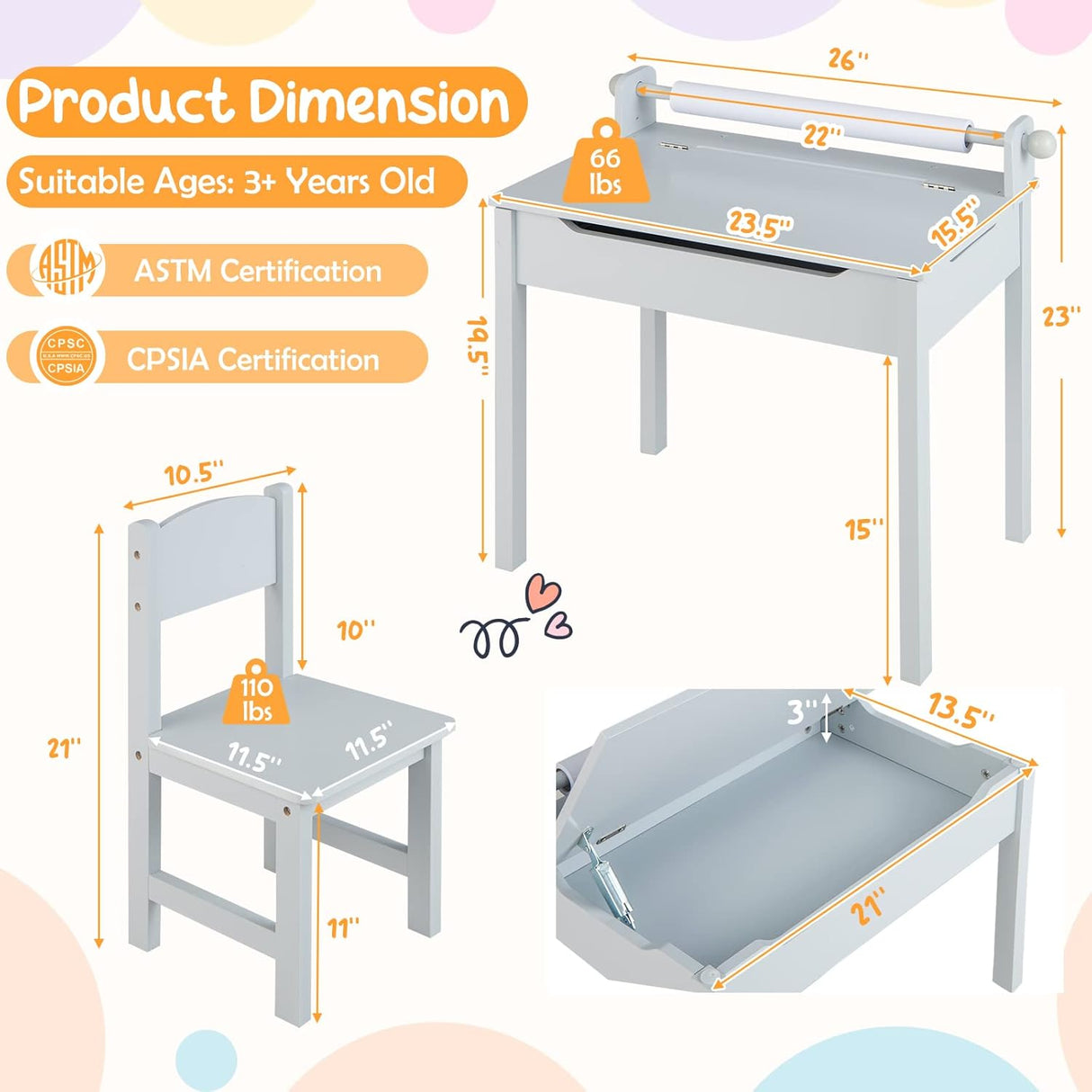 Juego de mesa y silla para niños jardín de infantes Costzon
