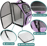 Mochila de lujo para gatos diseño ventilado lila