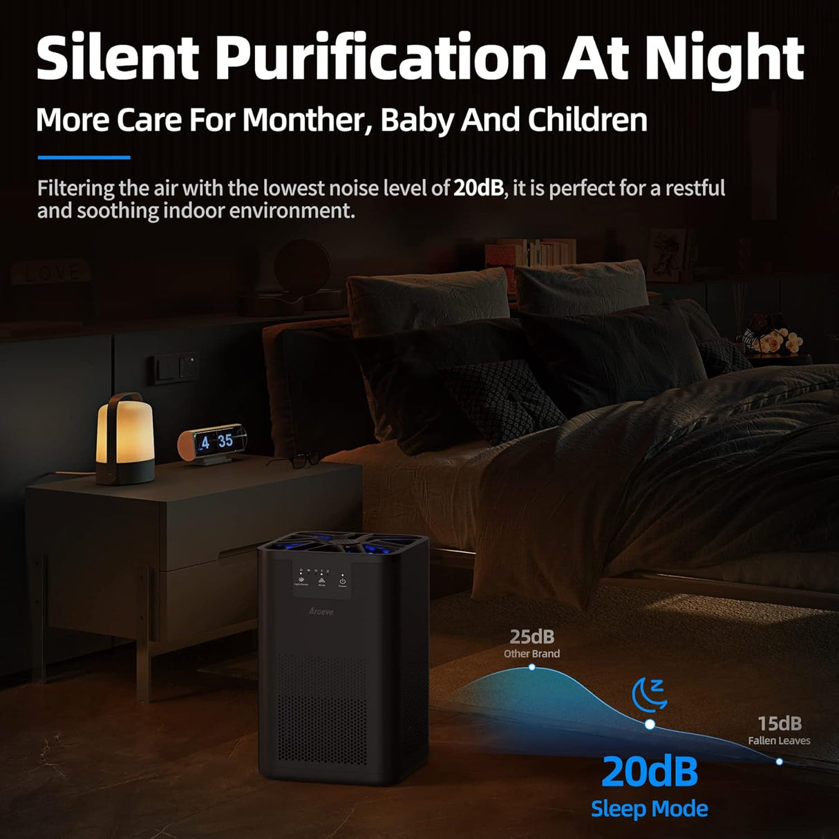 Purificadores de aire para dormitorio de aromaterapia negro