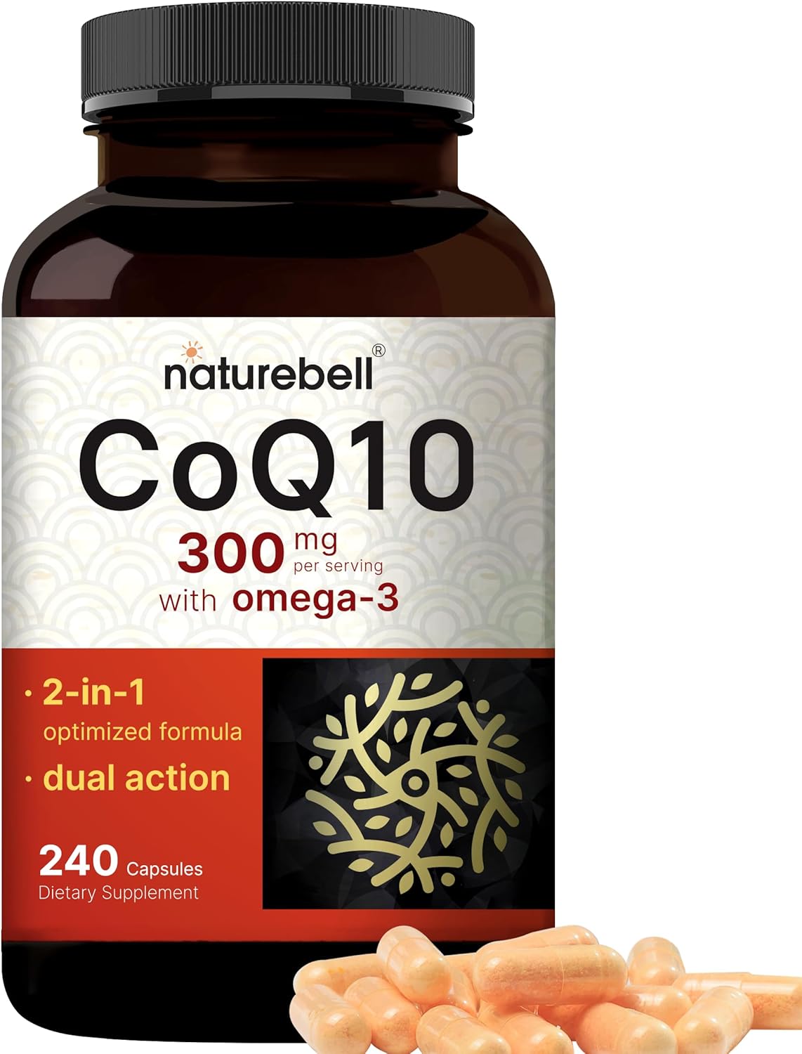 CoQ10 Omega 3 300mg 240 Cápsulas Suplemento Antioxidante