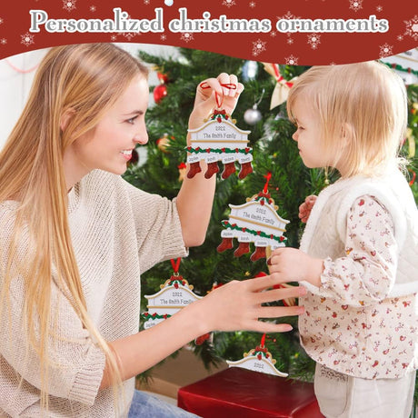 Adornos Navideños Personalizados 2024 - 4 Nombres para Familia