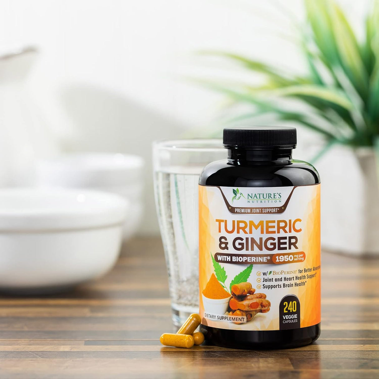 Suplemento Cúrcuma con BioPerine &amp; Jengibre 1950mg