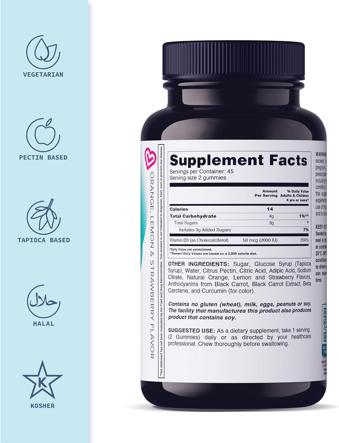 Suplemento Gomitas  Vitamina D3 para mujeres 90 unidades