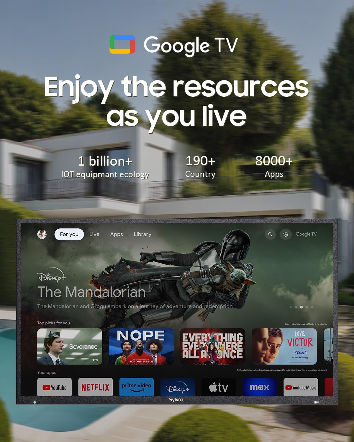 Televisor Outdoor QLED 75'' SYLVOX, 2000nits, IP55, Pool Pro
