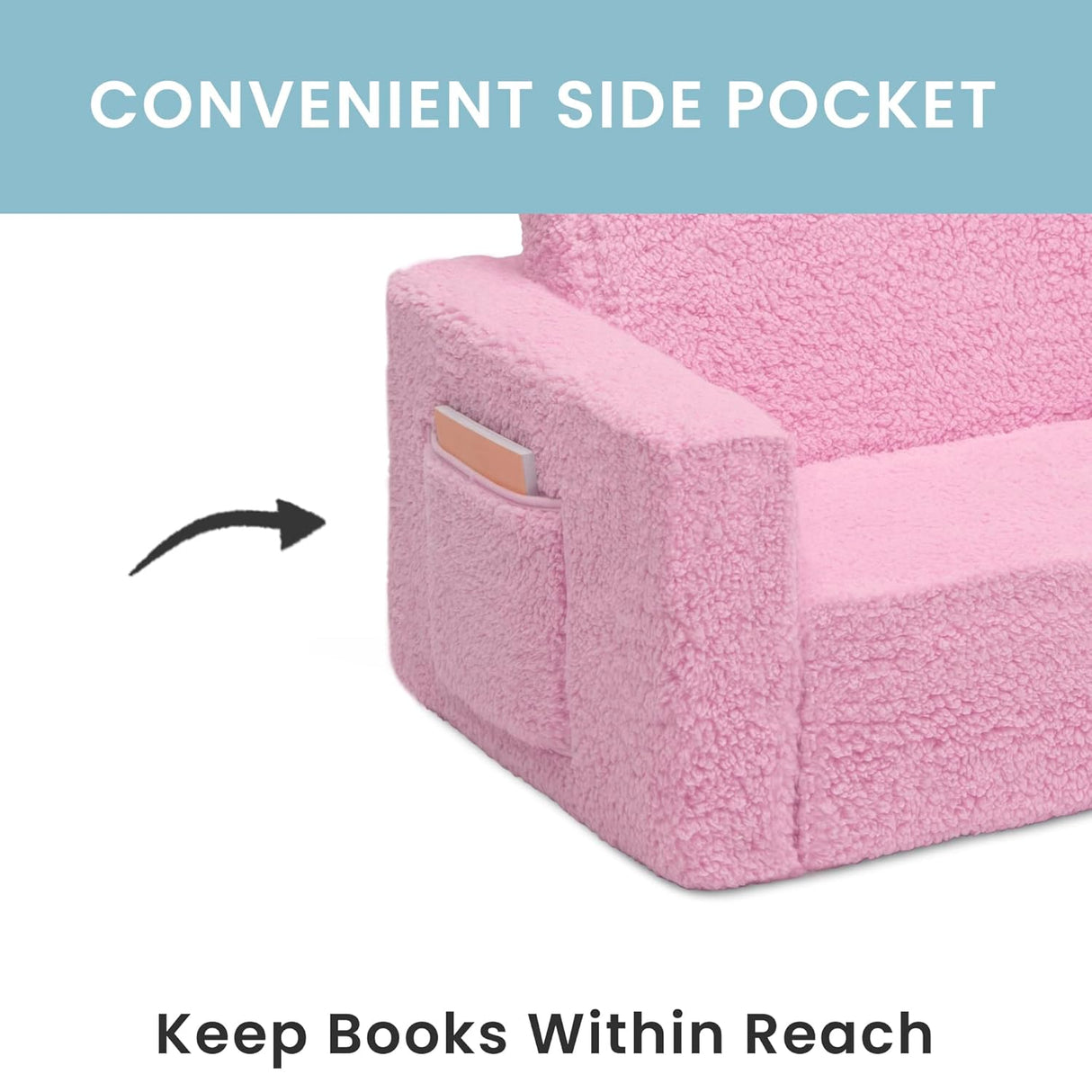 Silla convertible 2 en 1 de cama para niños, color rosa