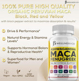 Suplemento de Ashwagandha Maca Fenogreco y Ginseng 60 Cápsulas