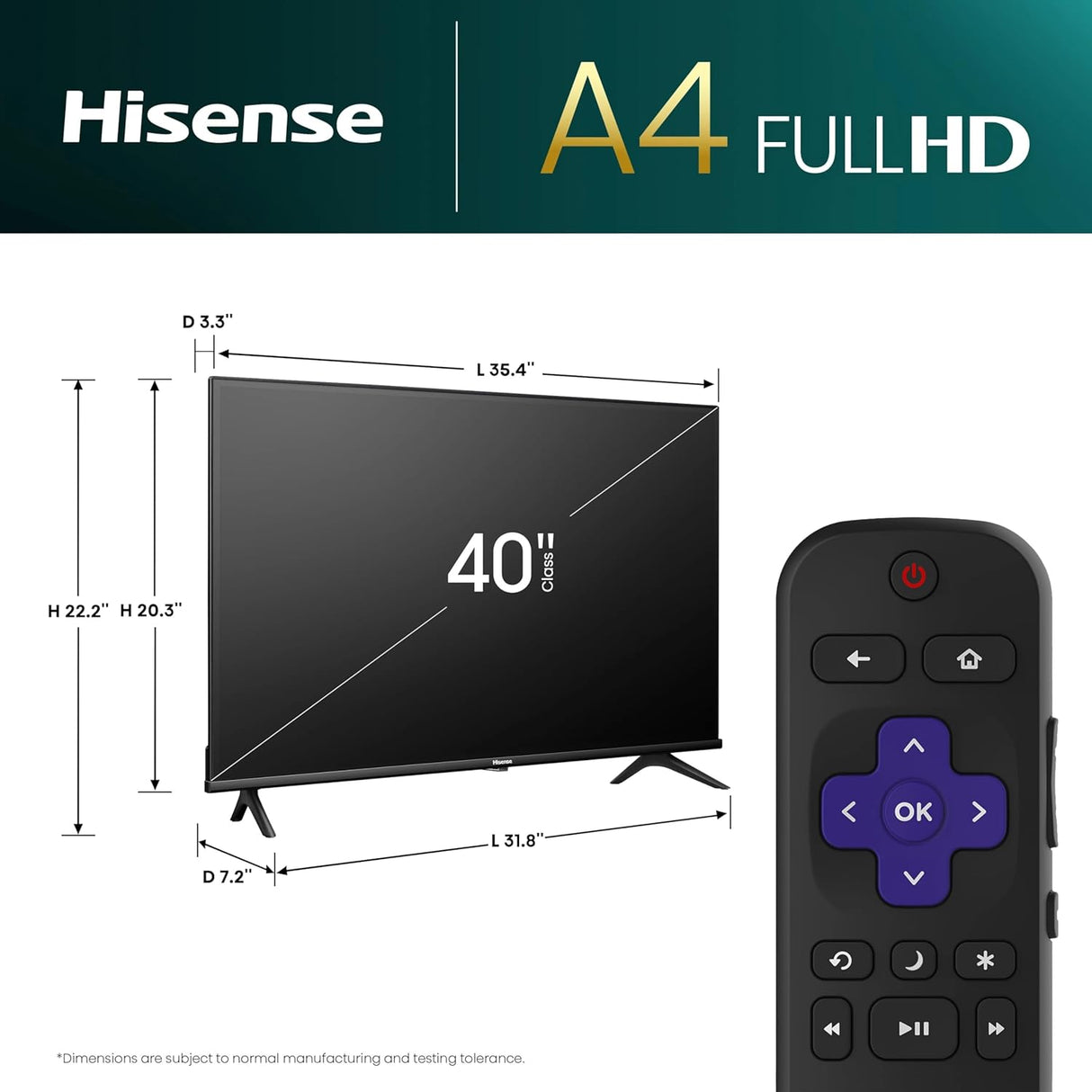 Televisor Smart Roku Hisense 40 FHD 1080p Dolby Audio 40A4NR