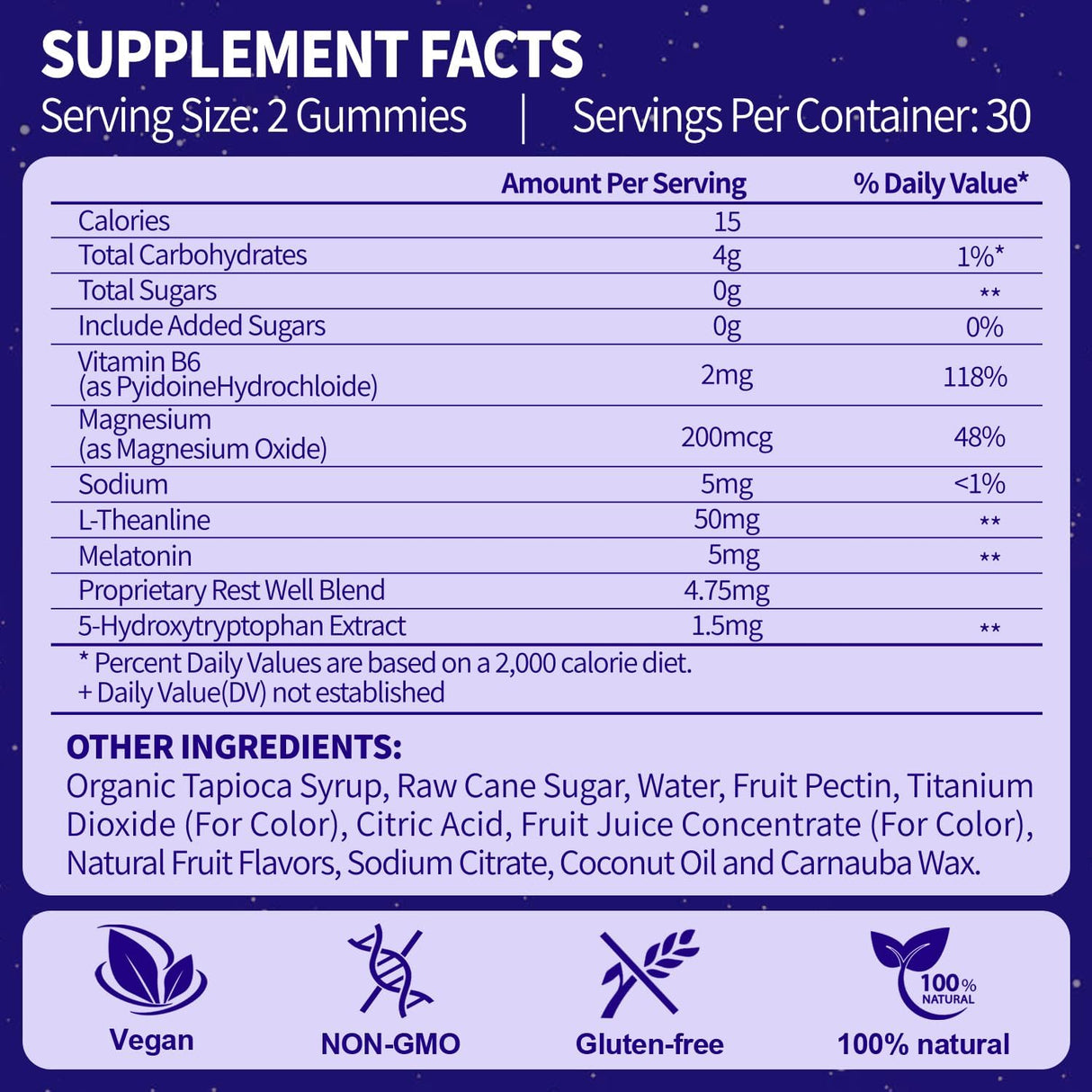 Gomitas de Melatonina 5mg | Sin Azúcar | 60 Vegan