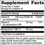 Suplemento de Vitamina D3 + K - Metagenics - 60 Softgels
