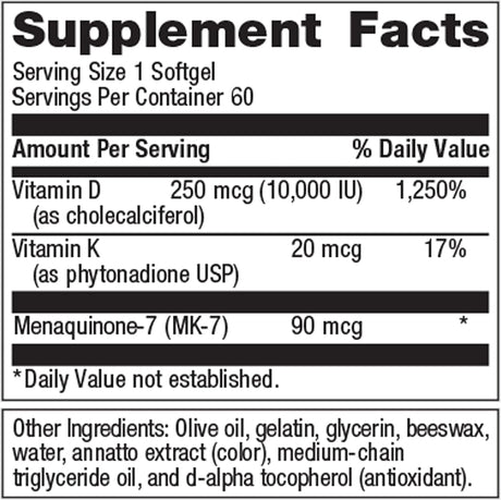 Suplemento de Vitamina D3 + K - Metagenics - 60 Softgels