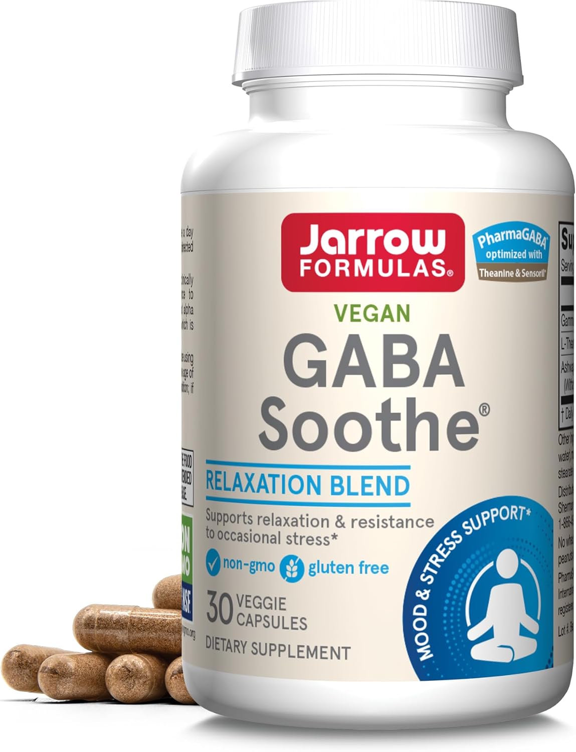 Suplemento GABA Soothe Jarrow, Relajación, 30 cápsulas veganas