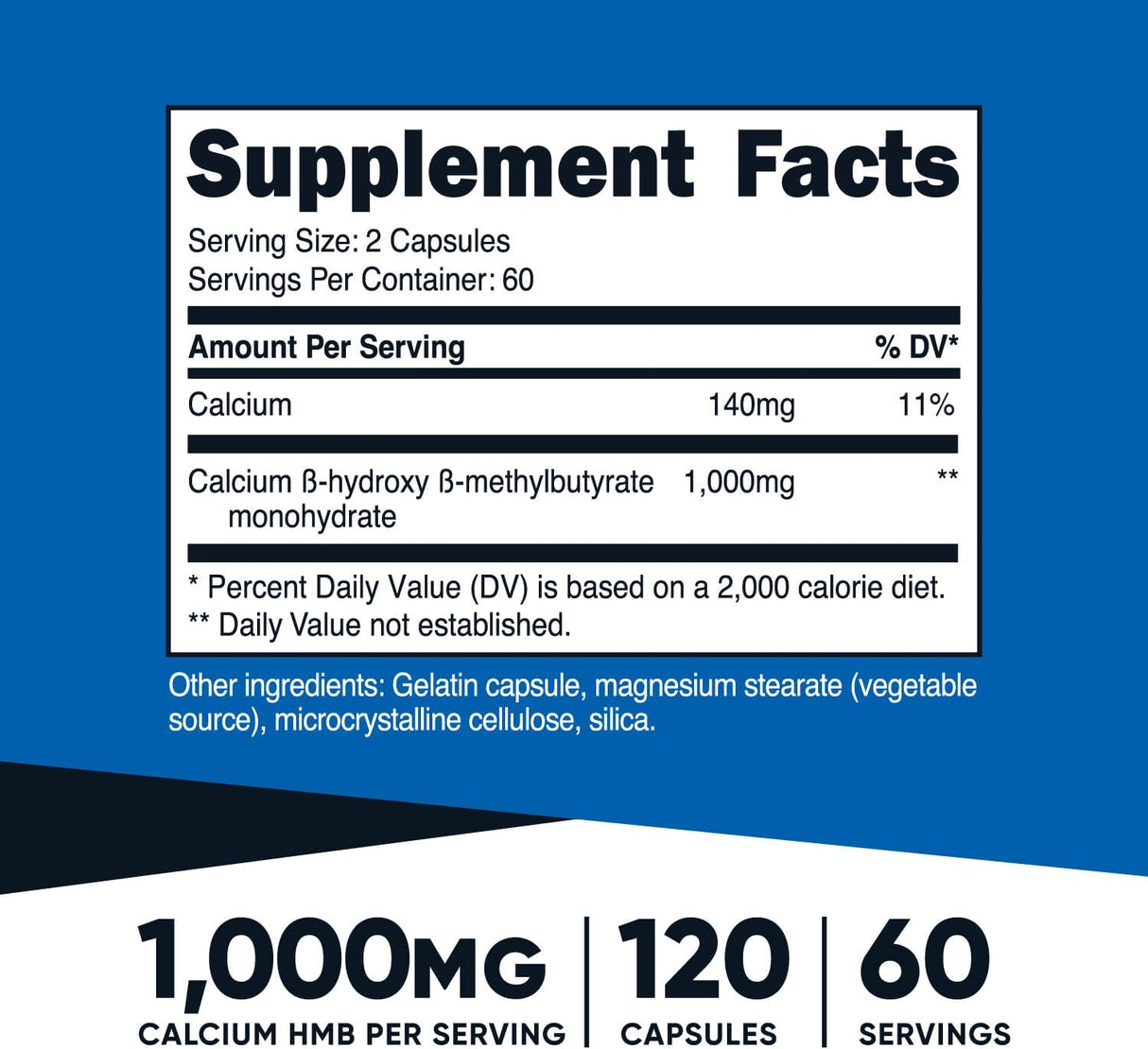 HMB Nutricost 1000mg, 120 Cápsulas, Gluten Free, Non-GMO