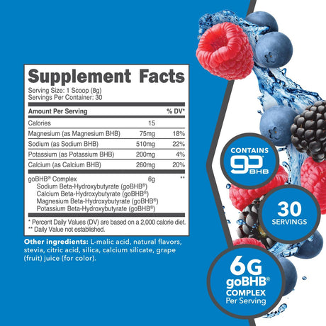 Suplemento Keto BHB, Ketologic, 30 porciones, goBHB.