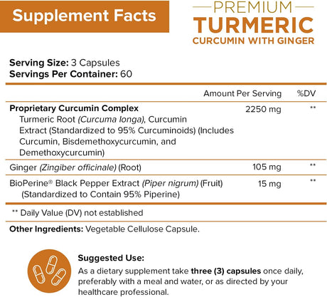 Suplementos Alimenticios Curcumina de cúrcuma con jengibre
