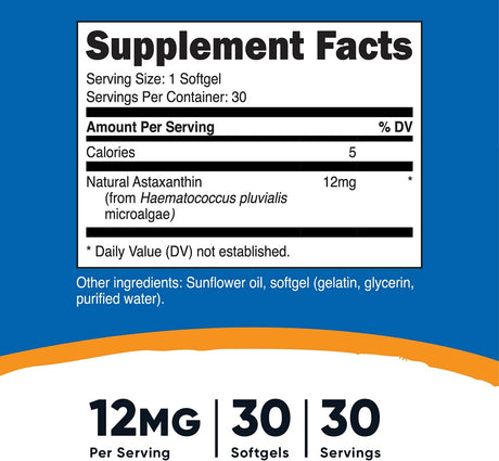 Suplementos Alimenticios Astaxantina  30 cápsulas blandas