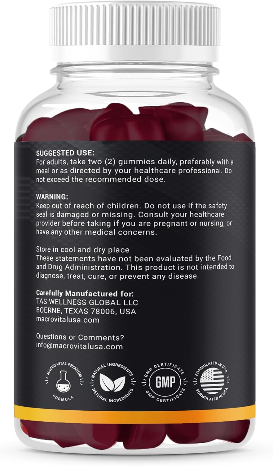 Suplemento de Testosterona Gummies Masculinos, 10x Fuerza, 60u