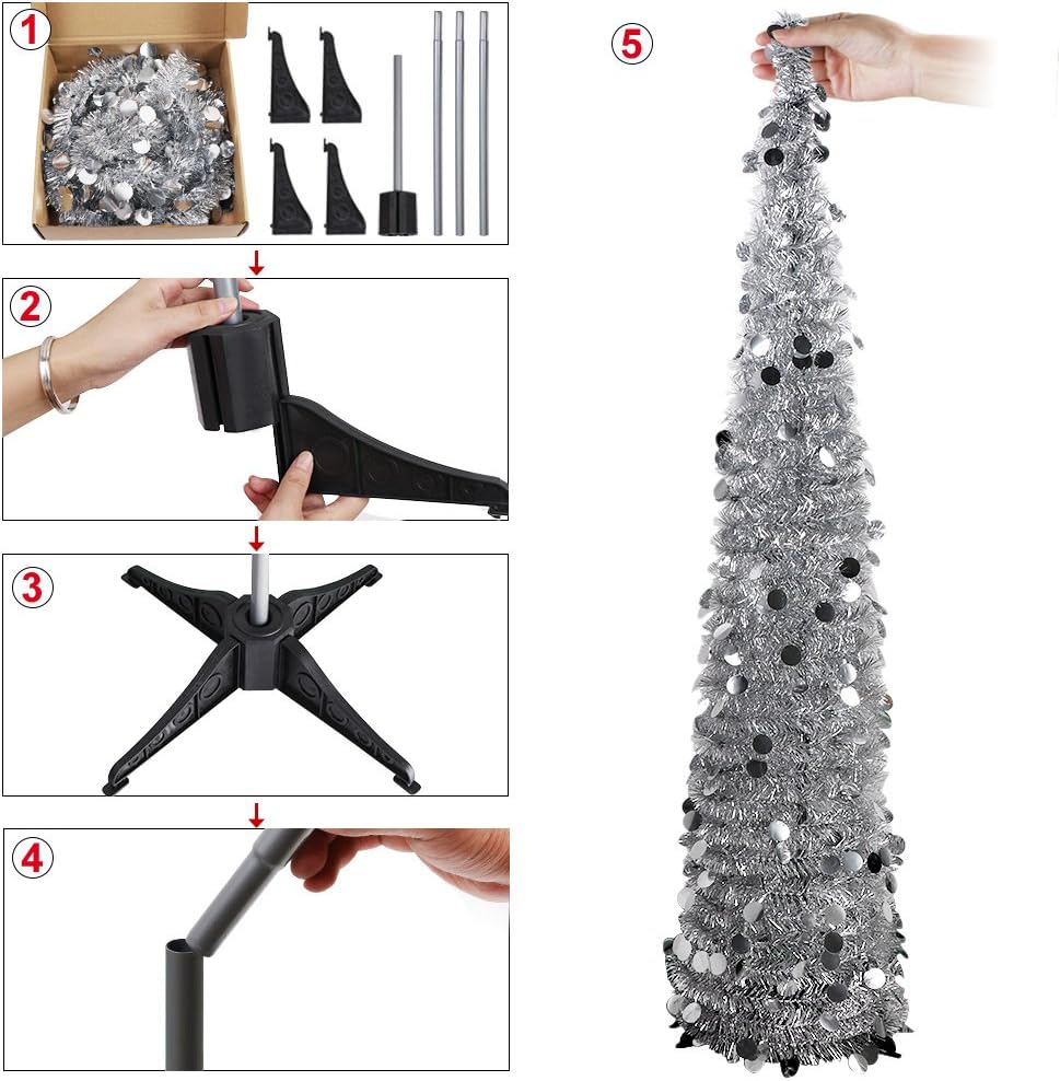 Árbol de Navidad Colapsable Aytai 5ft, Decoración Festiva