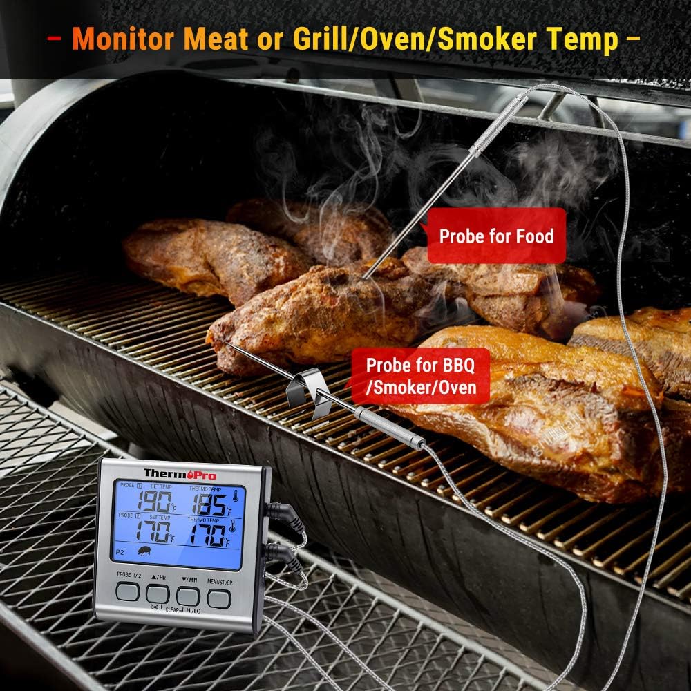 Termómetro de cocina ThermoPro TP17, doble sonda, temporizador.