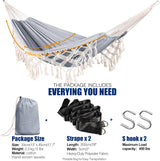 Hamaca Anyoo de Algodón con Borlas, Soporta 450lbs, Deluxe