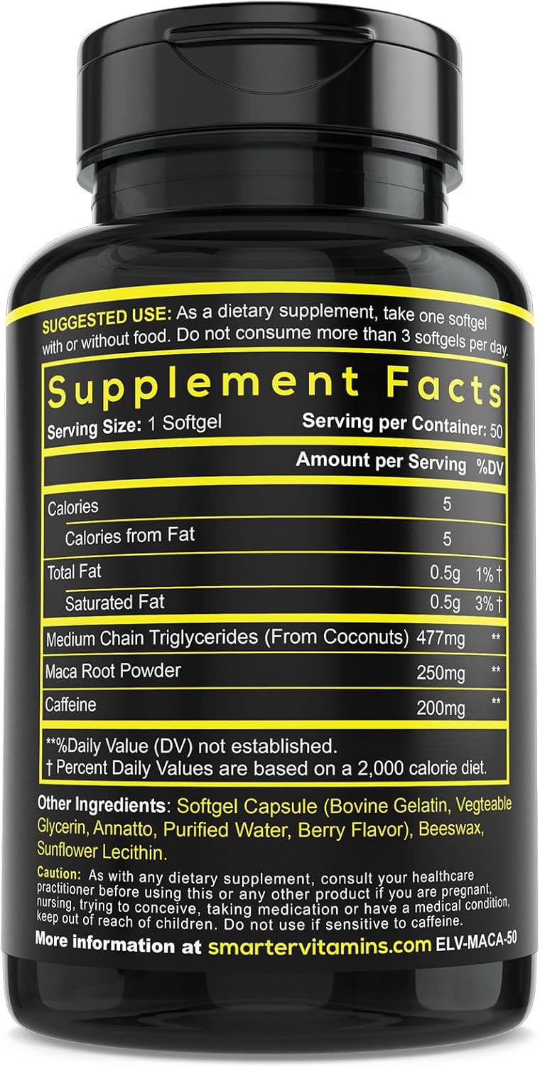Energizantes con Cafeína y MCT, 50 Softgels