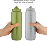 Hydra Cup - Paquete de 4 botellas de agua exprimibles de 32 onzas, sin BPA, para deportes, ciclismo, bicicleta, hidratación rápida por chorro y batidor de alambre incluido.