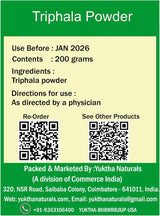 Suplemento Naturals Triphala Powder Churna  Powder 200g