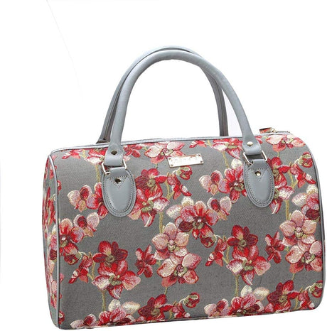 Bolsa con estampado floral y fondo gris Signare