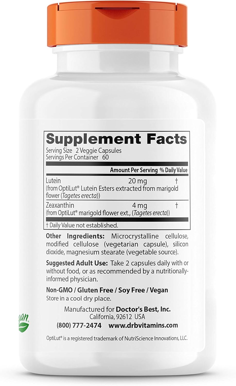 Suplemento Doctor Best 20 mg Lutein 120 und vegetarianas