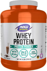Suplemento de Proteína de Suero de NOW Foods, 24 g, BCAAs, Chocolate, 6 lb