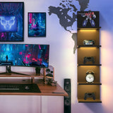 Estante Flotante de 5 Niveles con Luz LED, Diseño Vertical