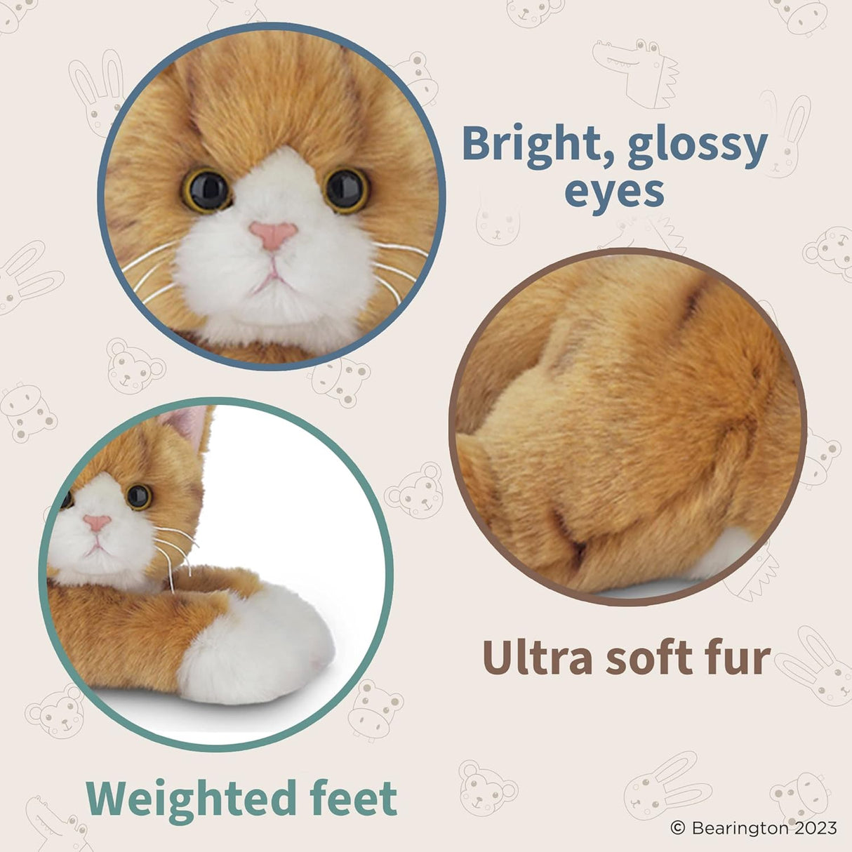 Gato de Peluche Bearington Tabby de 15 Pulgadas - Realista