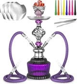 Set de Hookah 2 Mangueras 15'' con Base de Vidrio y Accesorios