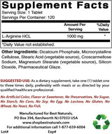 Suplemento L-arginina 1000 mg 120 und óxido nítrico