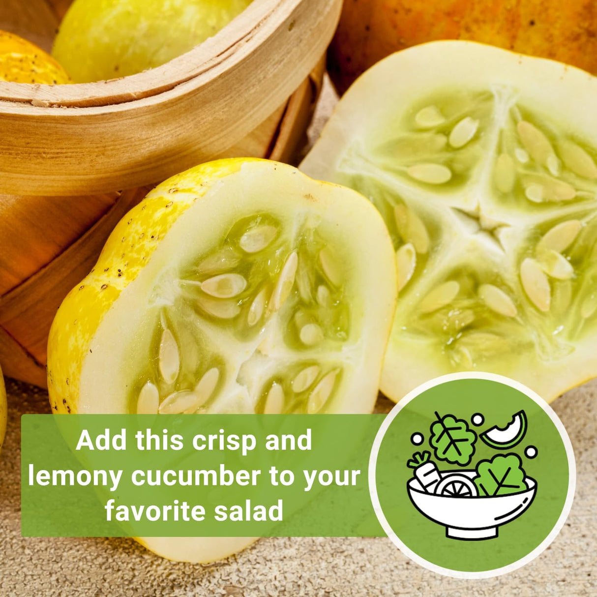 Semillas de Pepino Limón - Sow Right Seeds - No GMO, Redondo