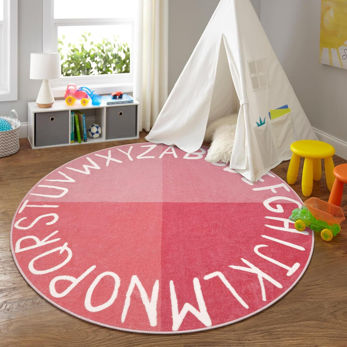 Alfombra Redonda Lavable para Niños, LIVEBOX, 71 ABC
