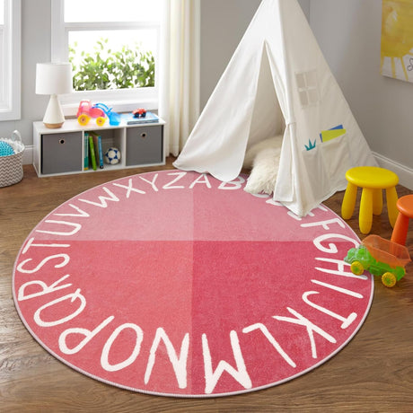 Alfombra Redonda Lavable para Niños, LIVEBOX, 71 ABC