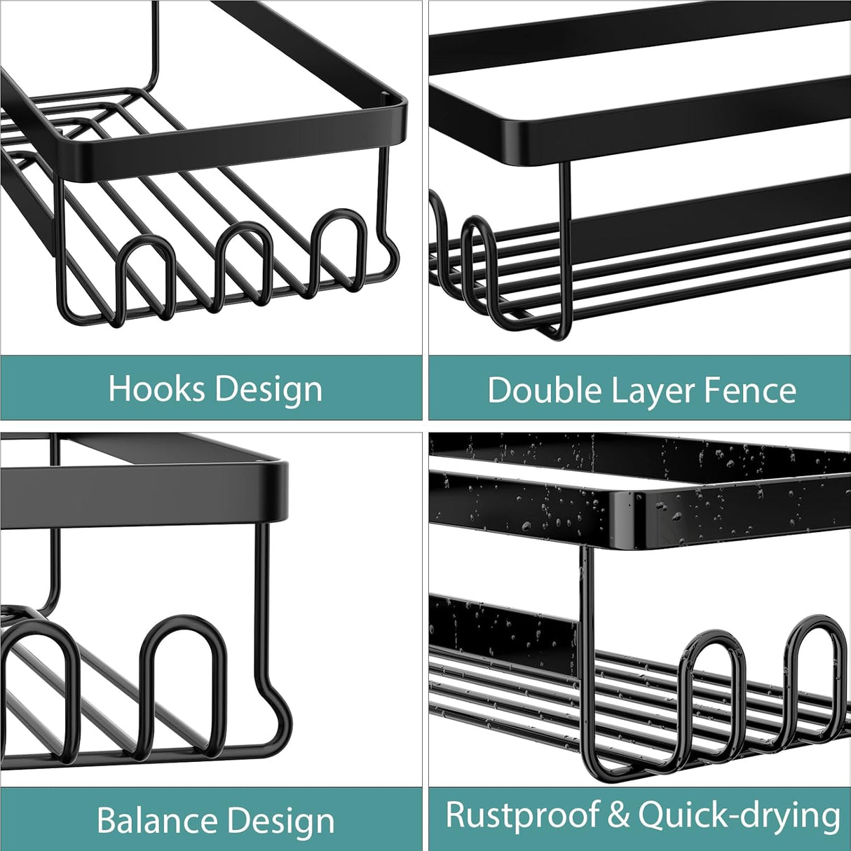 Caddy de ducha StorageRight, estante adhesivo 3 en 1 sin taladro