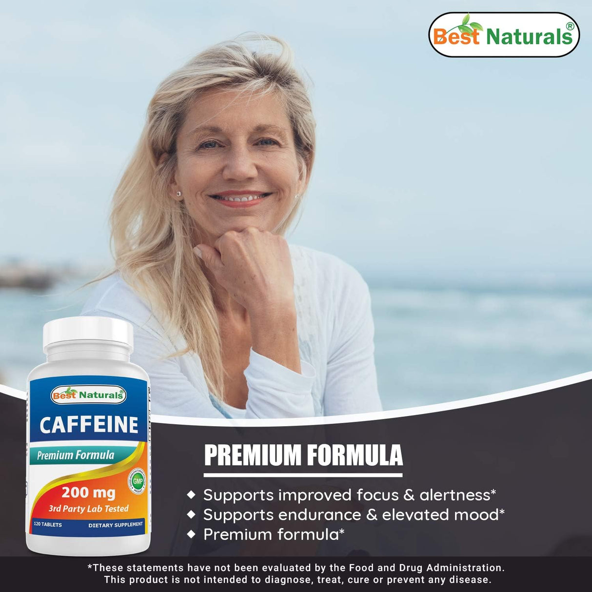 Píldoras de Cafeína 200mg Best Naturals - Sin Habit, 360 Tabletas