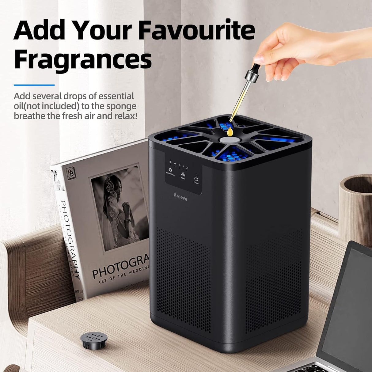 Purificadores de aire para dormitorio de aromaterapia negro