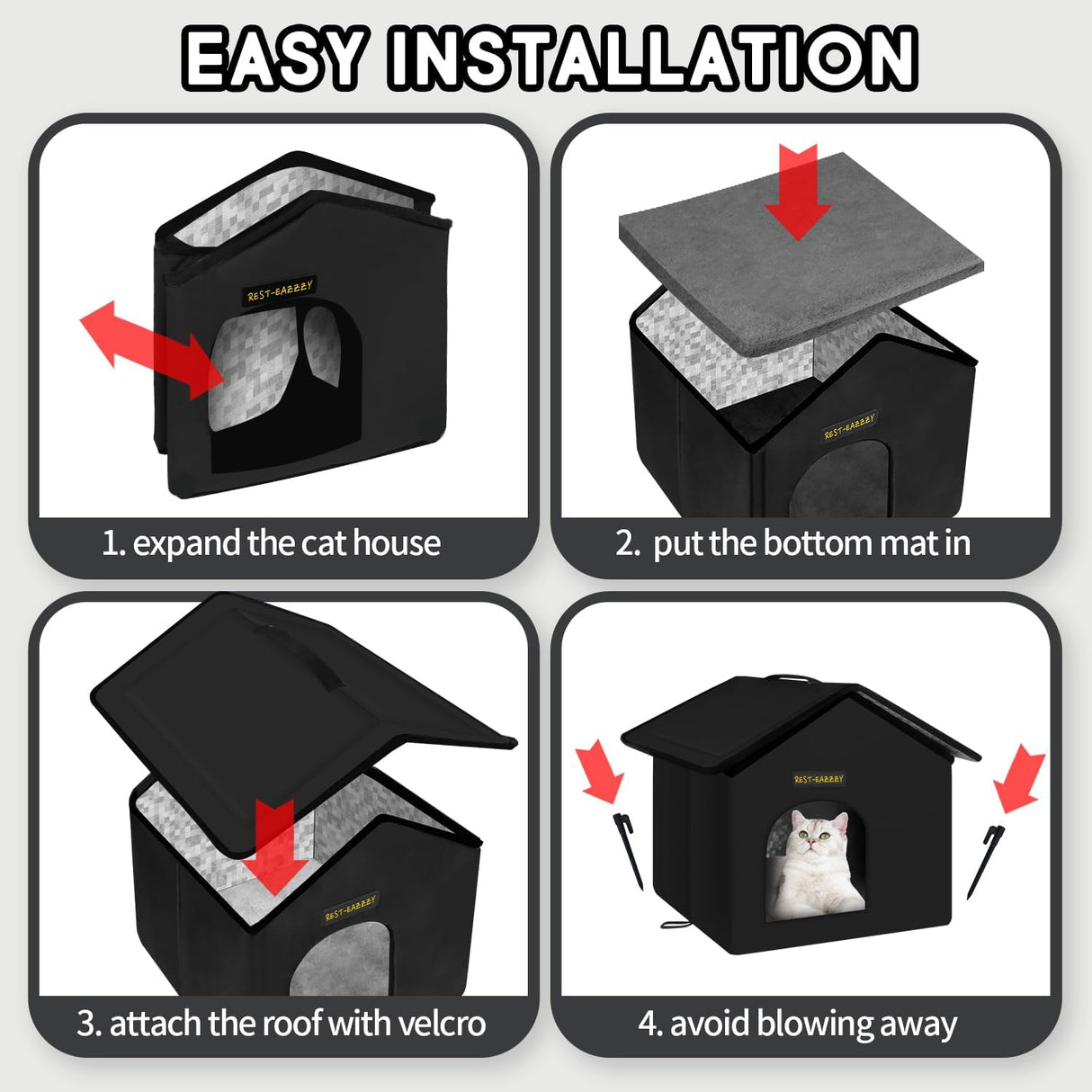 Casa para Gatos Exterior Rest-Eazzzy, Aislada y Resistente, 13x13x14