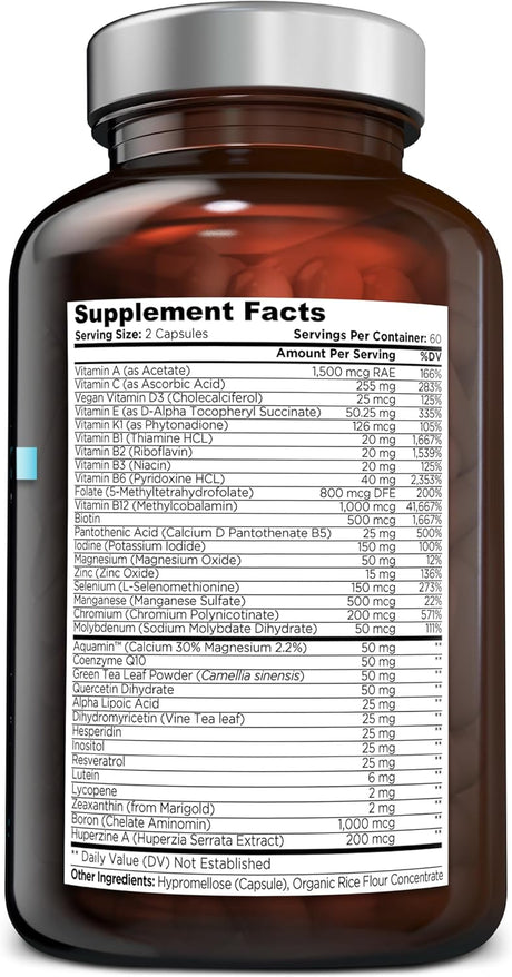 Multivitamínico Diario para Mujeres y Hombres - 120 Cápsulas Veganas